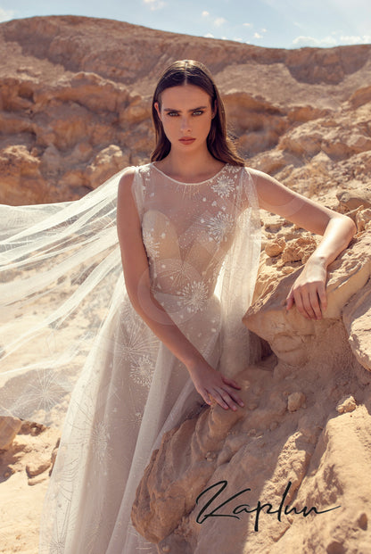 Eldana Full back A-line Long sleeve with a slit Wedding Dress 2