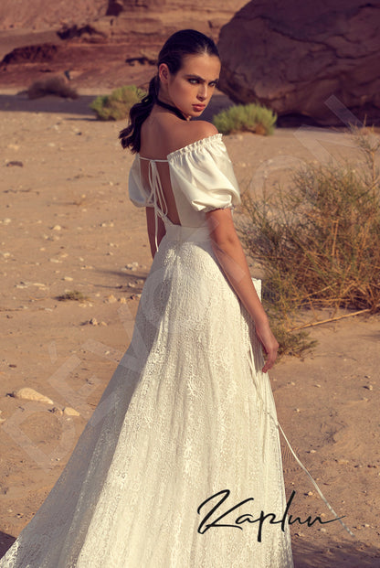 Erfia Open back A-line Short/ Cap sleeve Wedding Dress 5