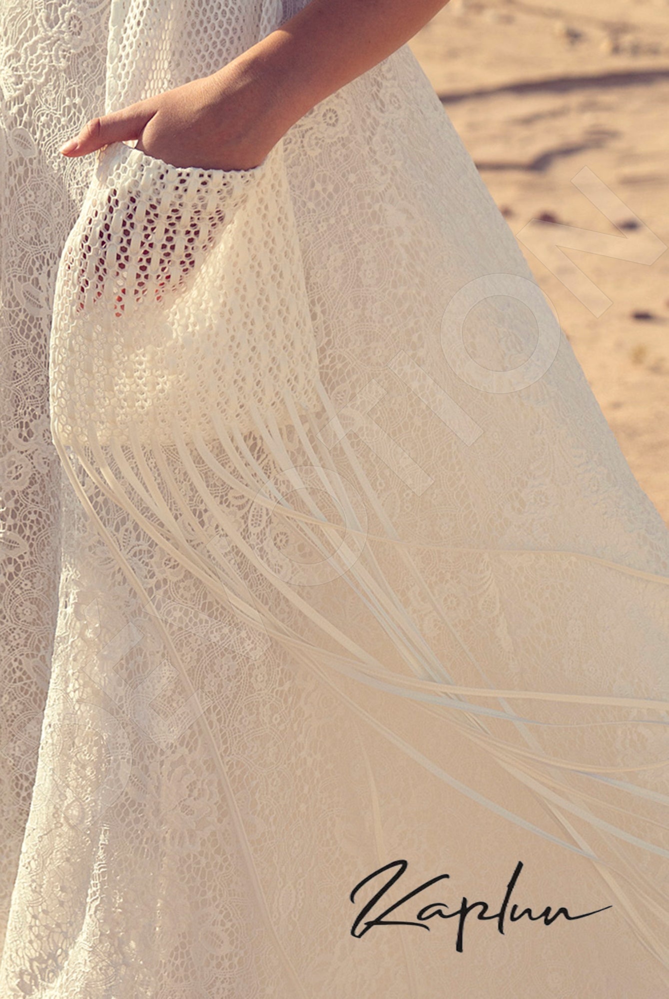 Erfia Open back A-line Short/ Cap sleeve Wedding Dress 9