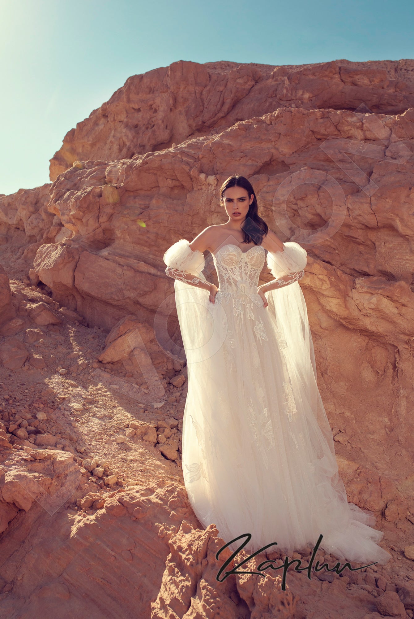 Kaya Open back A-line Detachable sleeves Wedding Dress 4