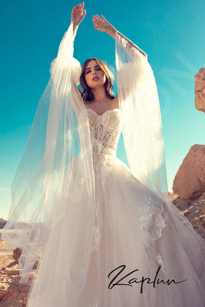 Kaya Open back A-line Detachable sleeves Wedding Dress 5
