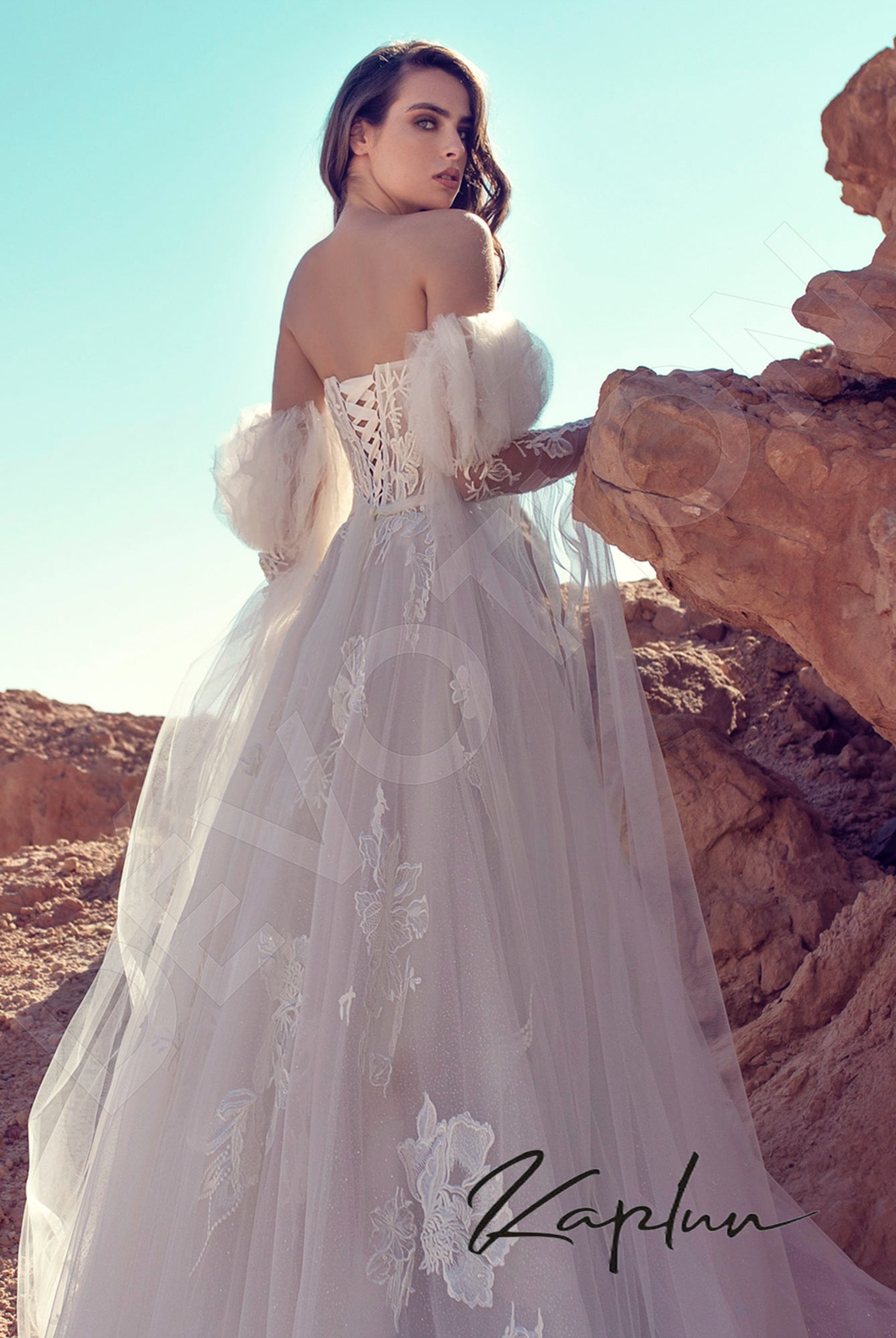 Kaya Open back A-line Detachable sleeves Wedding Dress 7