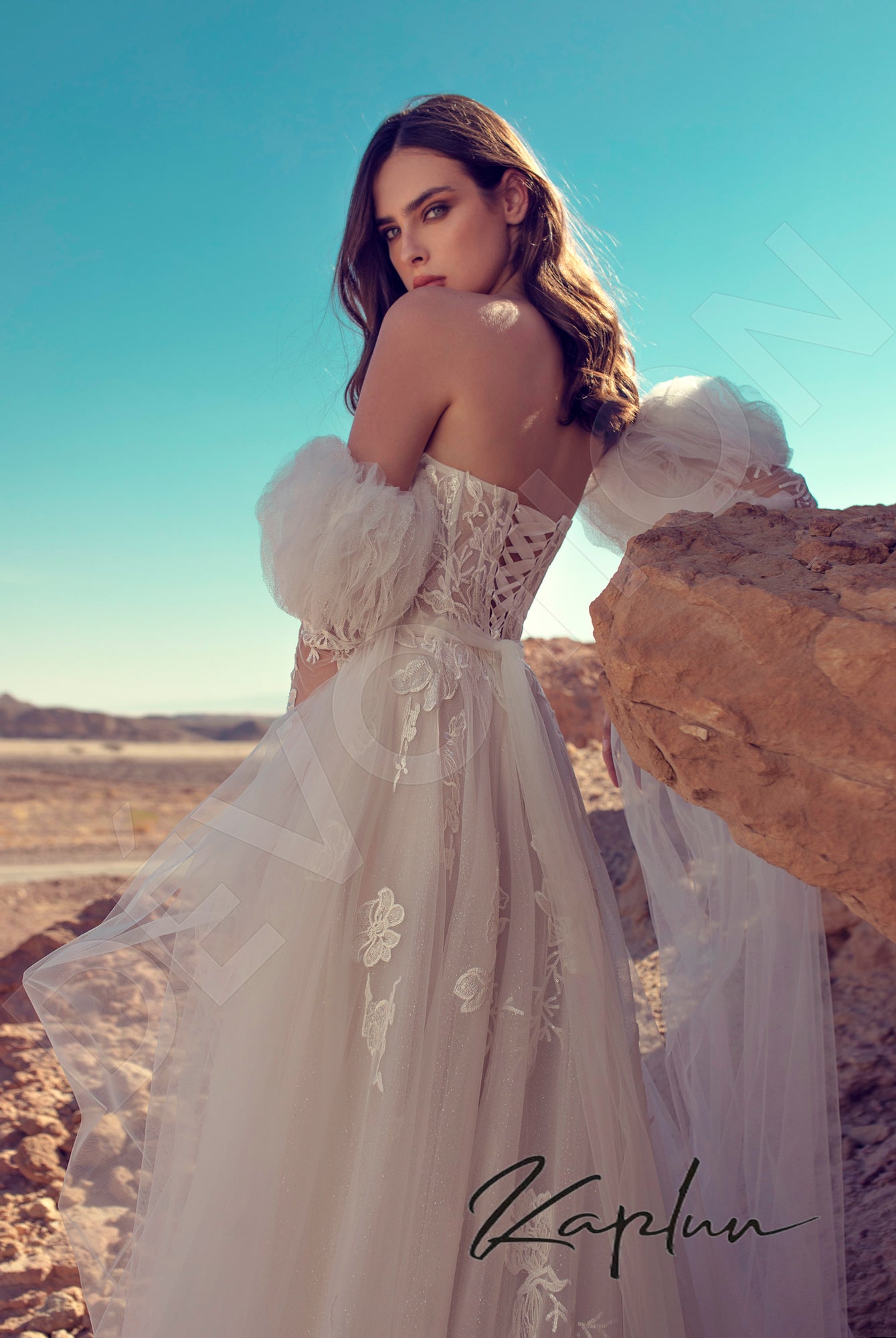 Kaya Open back A-line Detachable sleeves Wedding Dress 3