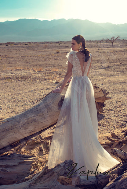 Lolis Illusion back A-line Sleeveless Wedding Dress Back