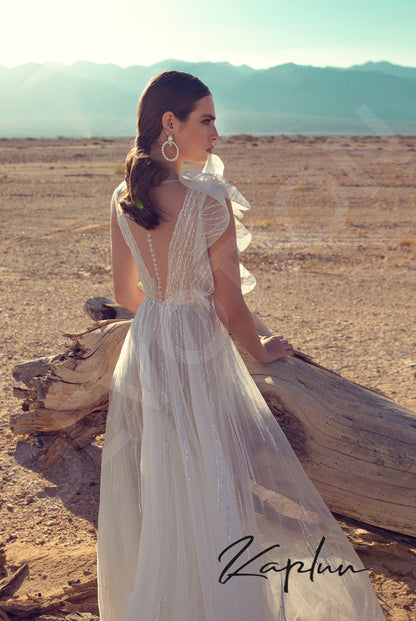 Lolis Illusion back A-line Sleeveless Wedding Dress 3