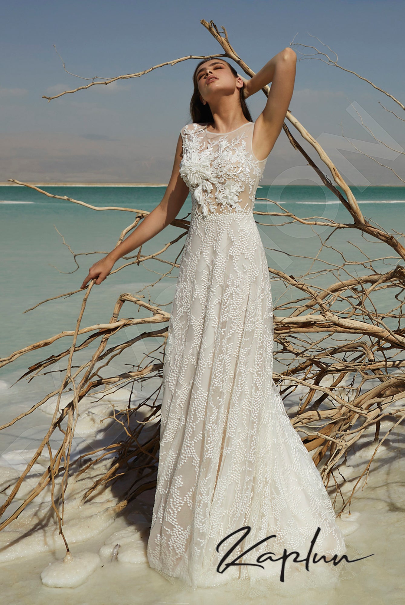 Mariota Full back A-line Sleeveless Wedding Dress 8