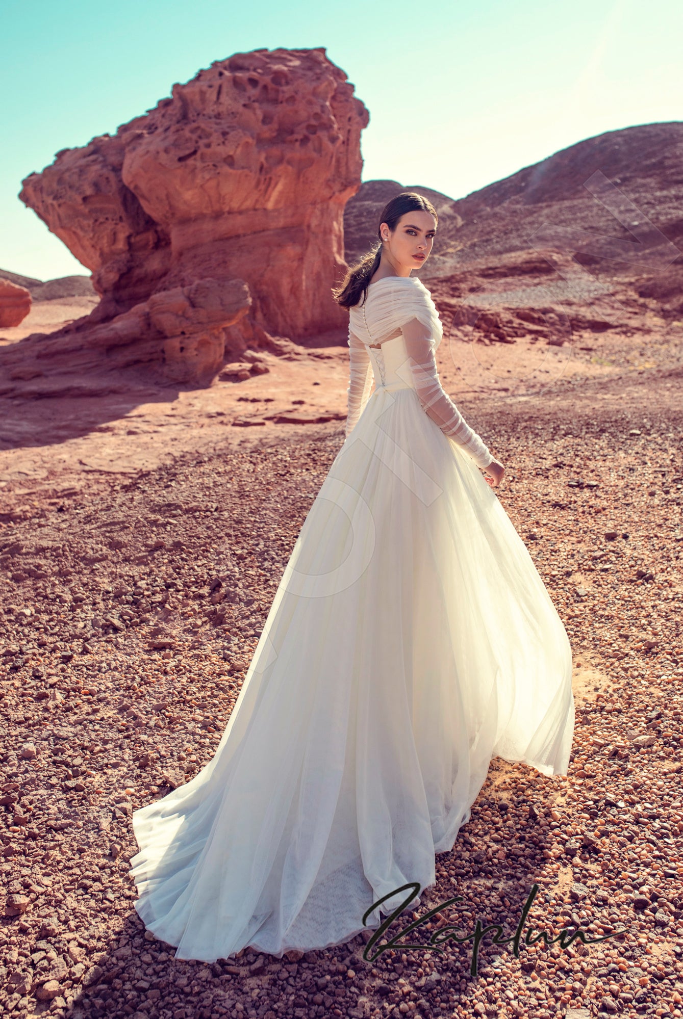 Penelopa Full back A-line Long sleeve Wedding Dress Back