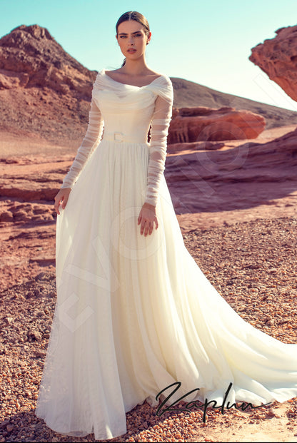 Penelopa Full back A-line Long sleeve Wedding Dress Front