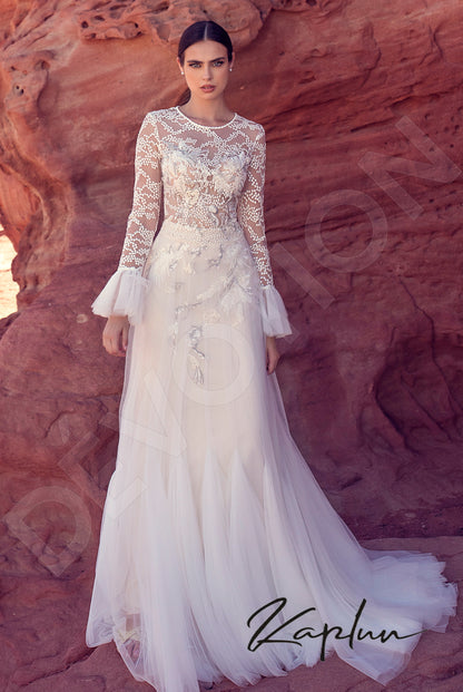 Vivara Full back A-line Long sleeve Wedding Dress Front