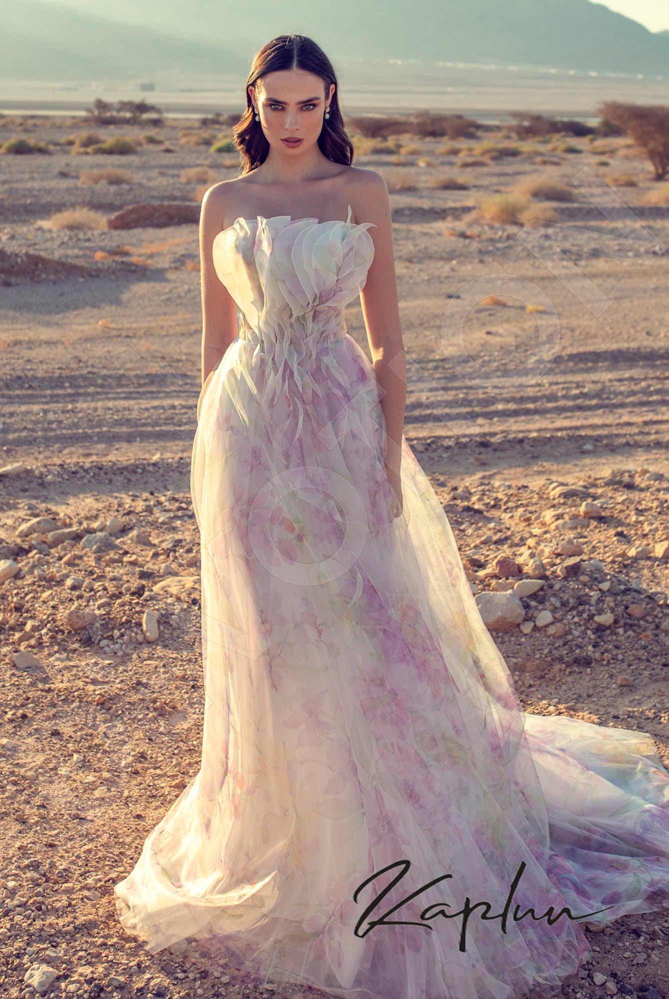 Valenta Open back A-line Strapless Wedding Dress Front