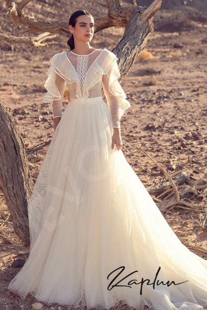 Avinar Full back A-line Long sleeve Wedding Dress Front