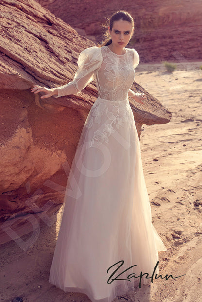 Itana Full back A-line Long sleeve Wedding Dress Front