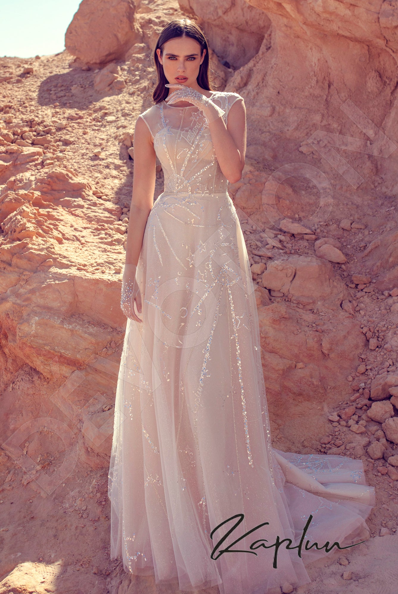 Venera Full back A-line Sleeveless Wedding Dress Front