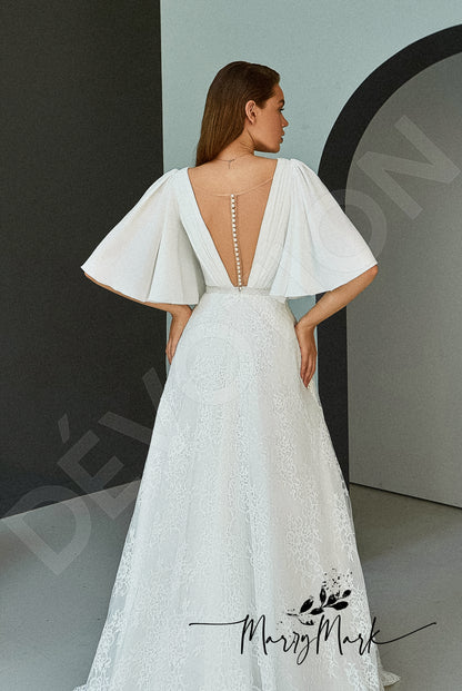 Camile Full back A-line Half sleeve Wedding Dress 3
