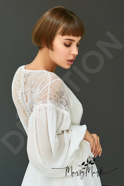 Foly Full back A-line Long sleeve Wedding Dress 8