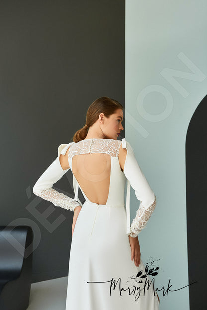 Genaya Open back A-line Detachable sleeves Wedding Dress 3