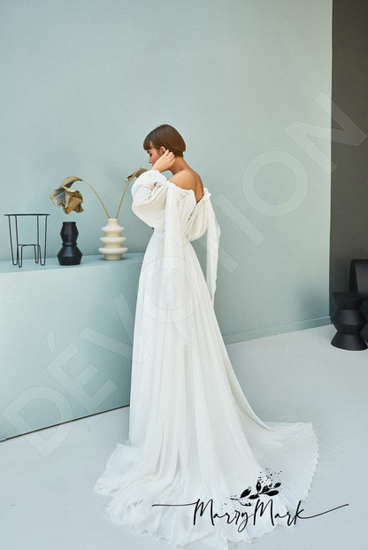 Greiya Open back A-line Detachable sleeves Wedding Dress Back