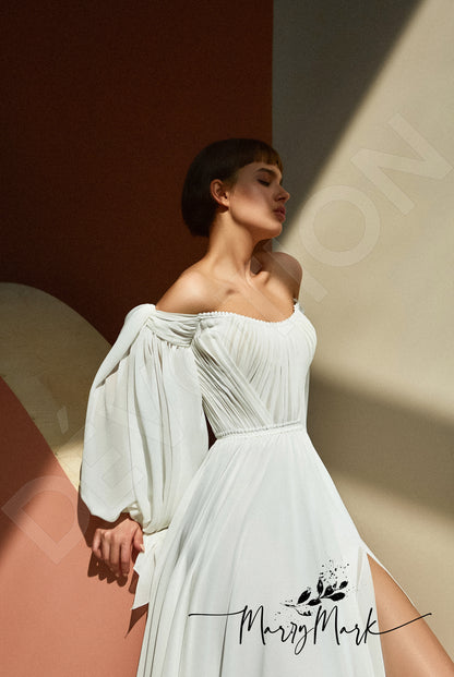 Greiya Open back A-line Detachable sleeves Wedding Dress 9