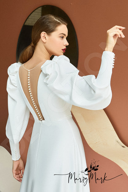 Maltina Full back A-line Long sleeve Wedding Dress 3