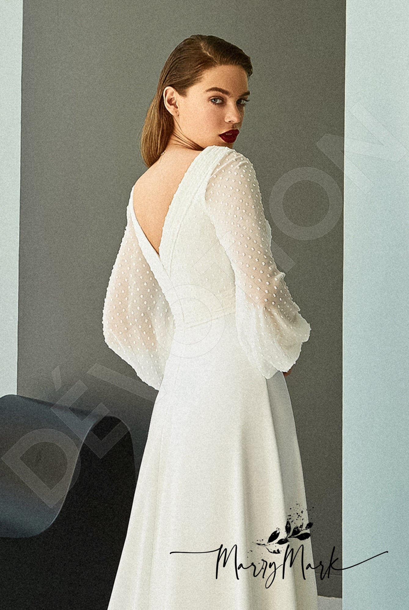 Sivilin A-line V-neck Milk Wedding dress