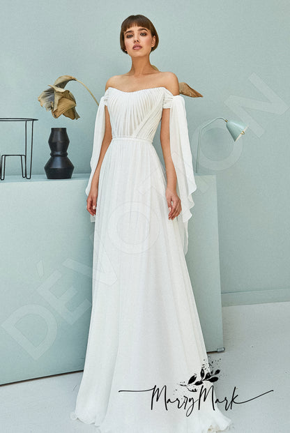 Greiya Open back A-line Detachable sleeves Wedding Dress Front