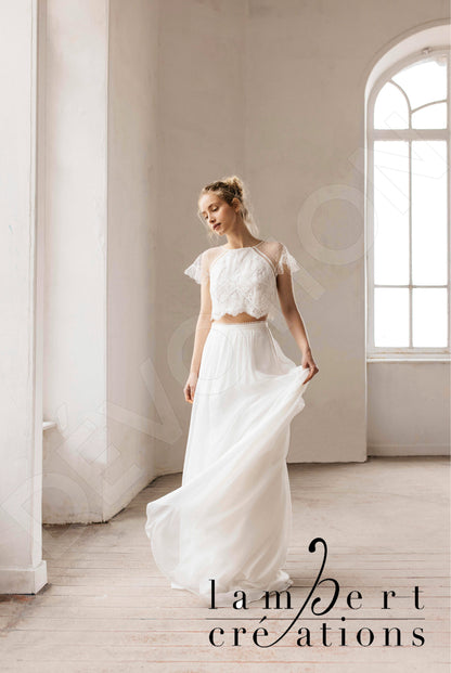 Alisée Full back A-line Short/ Cap sleeve Wedding Dress 6