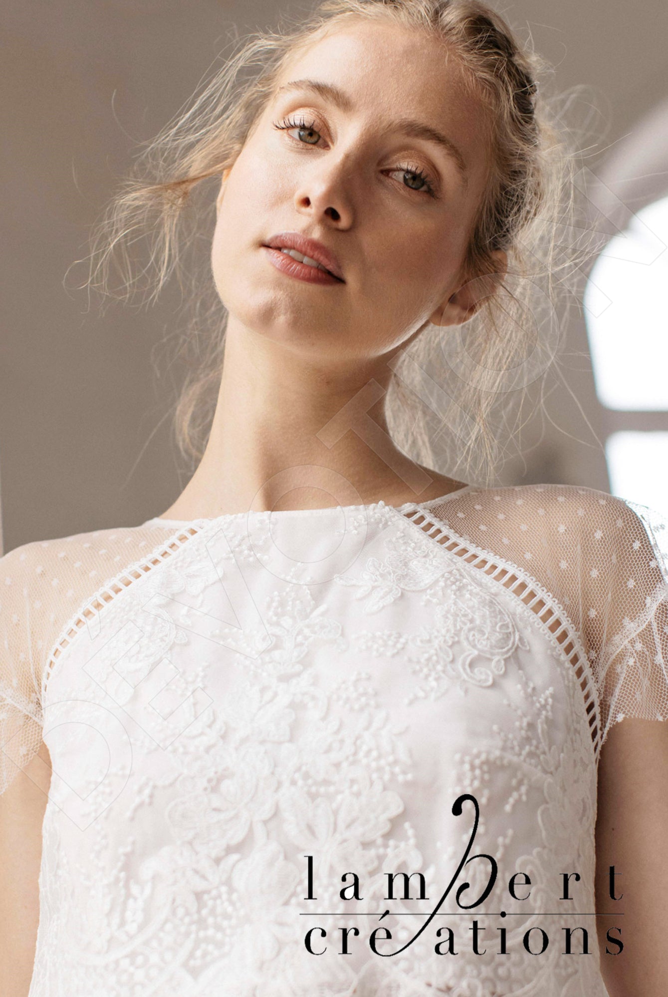 Alisée Full back A-line Short/ Cap sleeve Wedding Dress 4