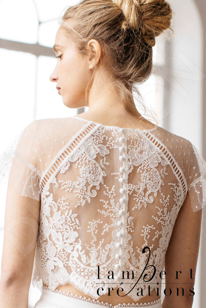 Alisée Full back A-line Short/ Cap sleeve Wedding Dress 7