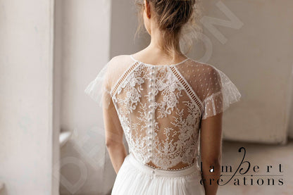 Alisée Full back A-line Short/ Cap sleeve Wedding Dress 9