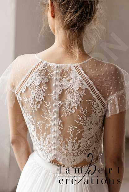 Alisée Full back A-line Short/ Cap sleeve Wedding Dress 3