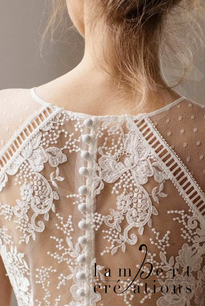 Alisée Full back A-line Short/ Cap sleeve Wedding Dress 5