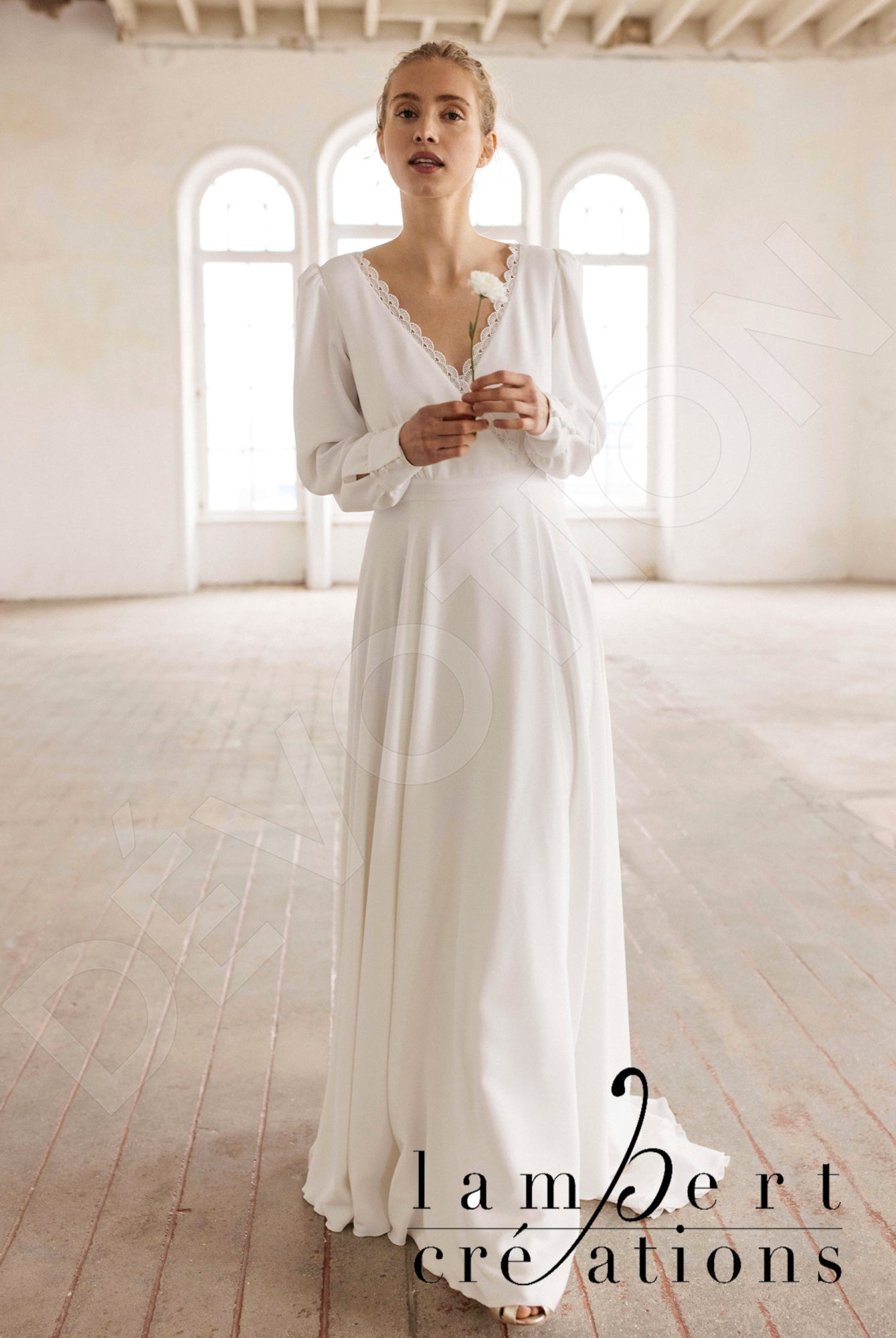 Cosmos Full back A-line Long sleeve Wedding Dress 4