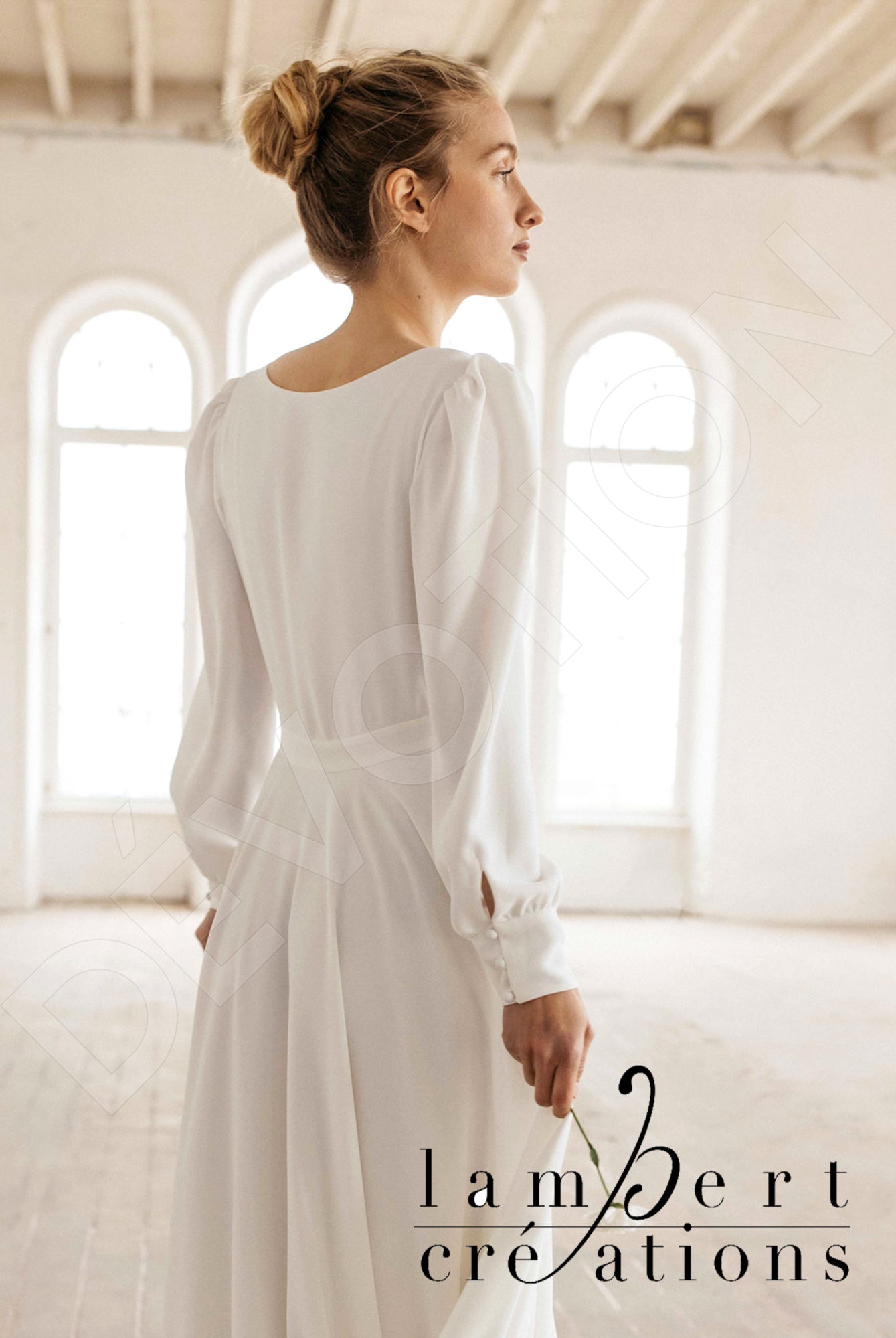 Cosmos Full back A-line Long sleeve Wedding Dress 3