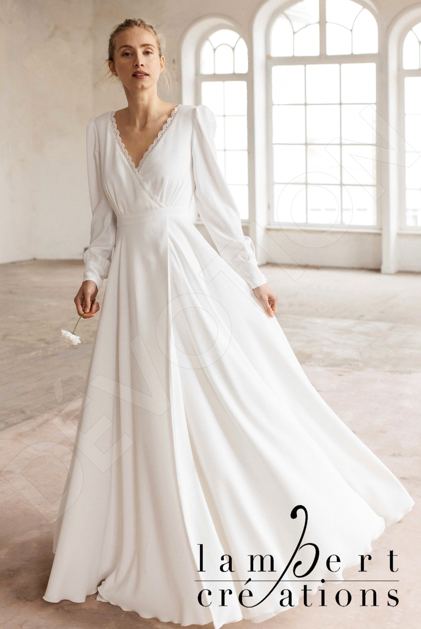 Cosmos Full back A-line Long sleeve Wedding Dress Front