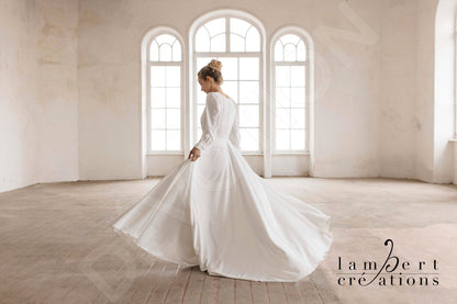 Cosmos Full back A-line Long sleeve Wedding Dress 9