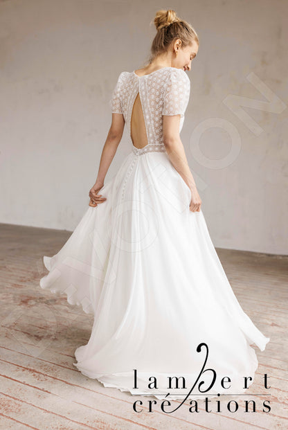 Edelweiss Open back A-line Short/ Cap sleeve Wedding Dress Back