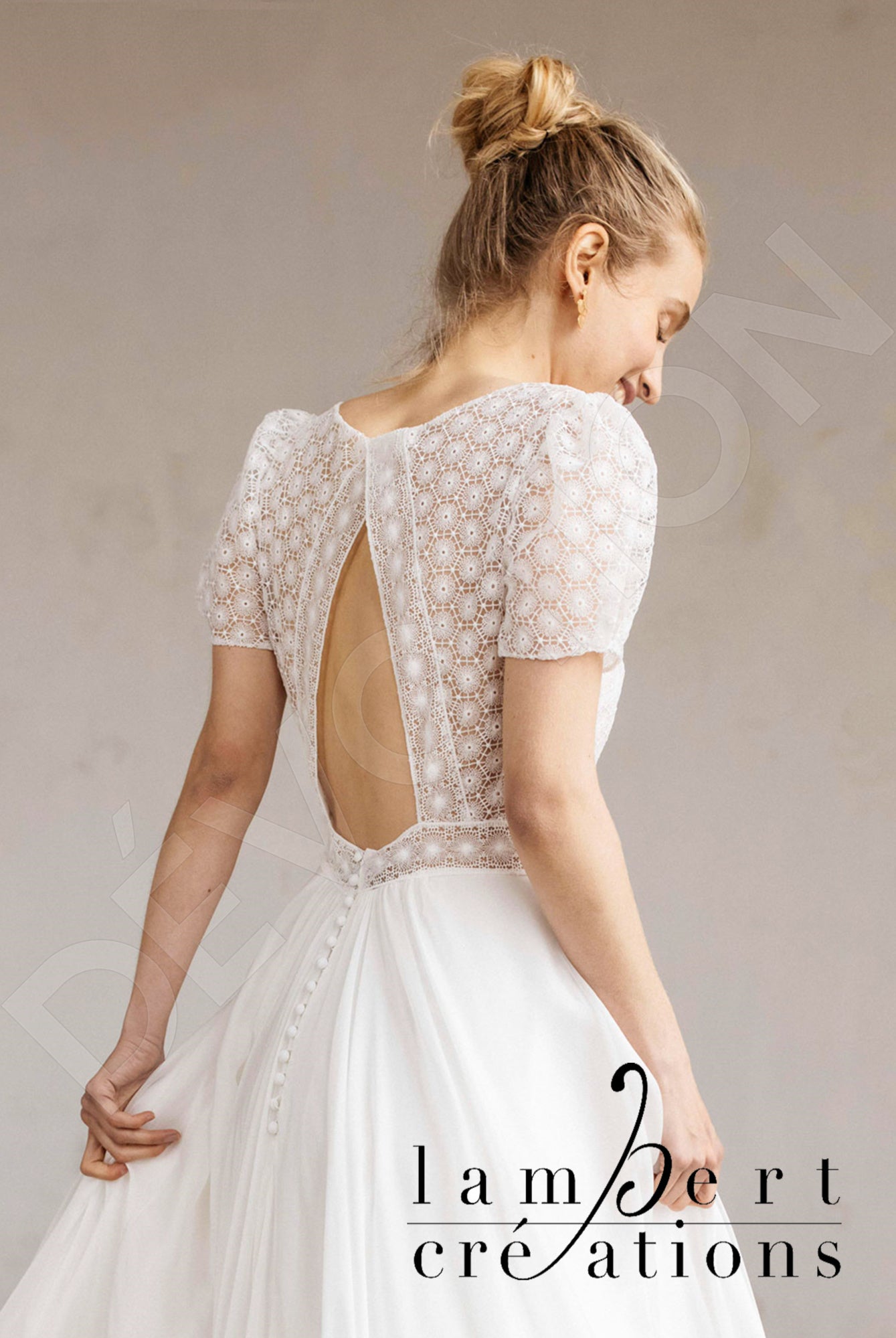 Edelweiss Open back A-line Short/ Cap sleeve Wedding Dress 3