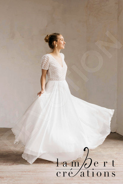 Edelweiss Open back A-line Short/ Cap sleeve Wedding Dress 4