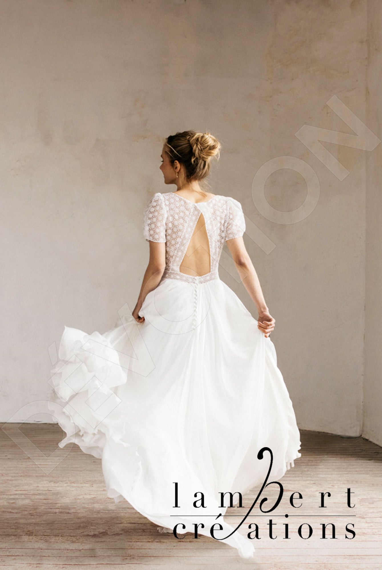 Edelweiss Open back A-line Short/ Cap sleeve Wedding Dress 7
