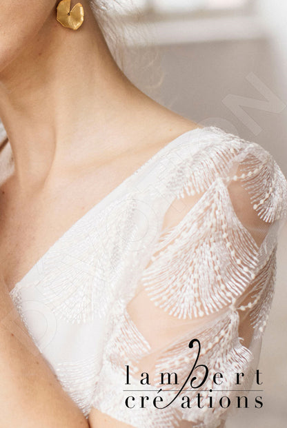 Eole Open back A-line Short/ Cap sleeve Wedding Dress 7