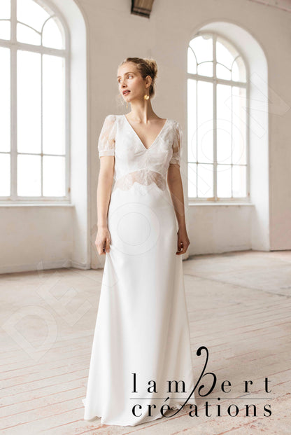 Eole Open back A-line Short/ Cap sleeve Wedding Dress 8