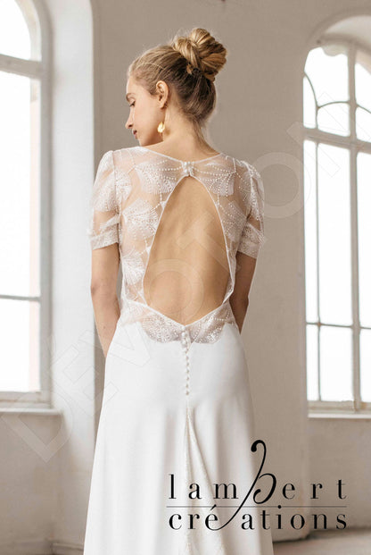Eole Open back A-line Short/ Cap sleeve Wedding Dress 3