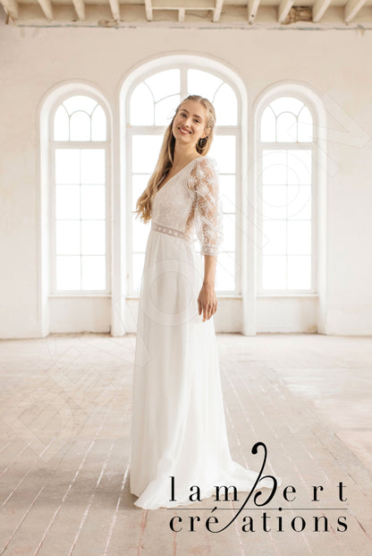 Flocon Open back A-line 3/4 sleeve Wedding Dress 8