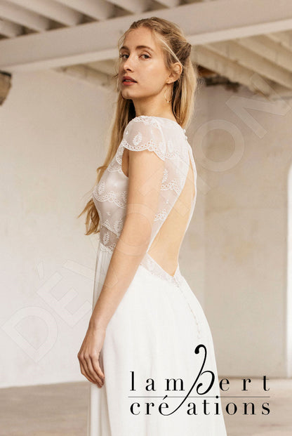 Nymphe Open back A-line Short/ Cap sleeve Wedding Dress 7