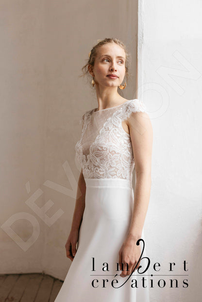 Odyssée Full back A-line Short/ Cap sleeve Wedding Dress 5