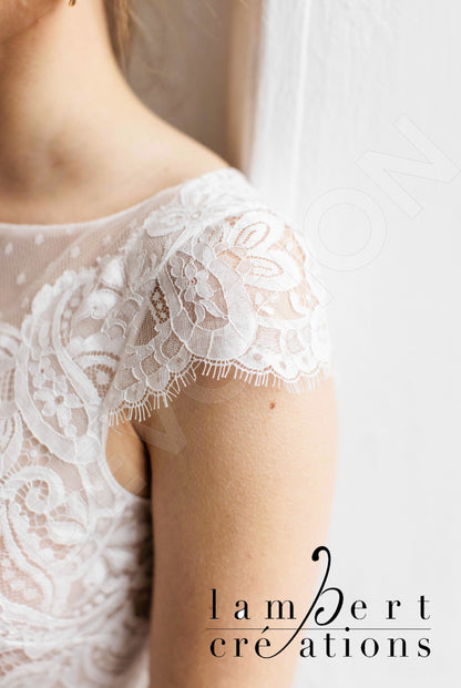 Odyssée Full back A-line Short/ Cap sleeve Wedding Dress 7