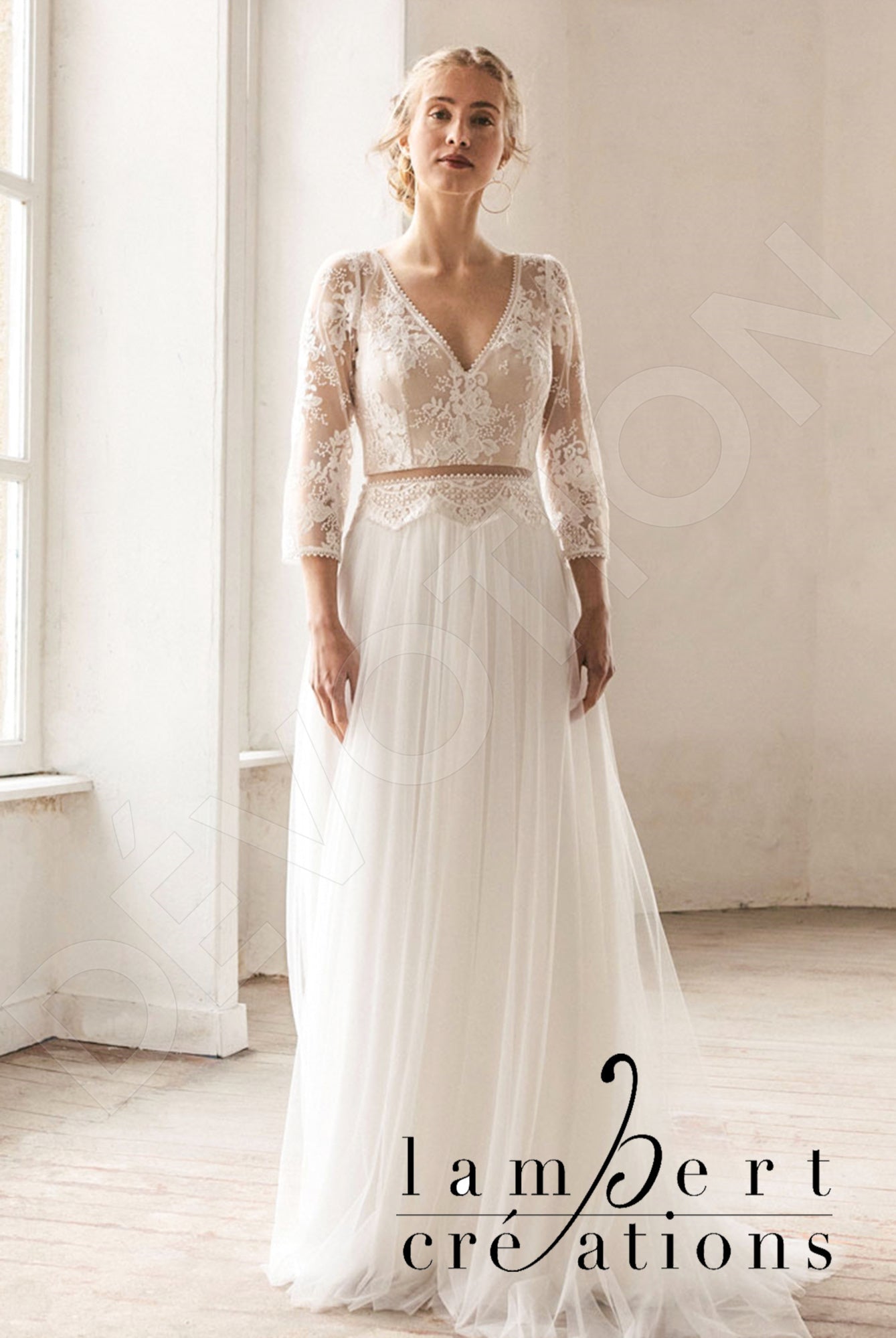 Phoenix A-line V-neck Ivory Wedding dress