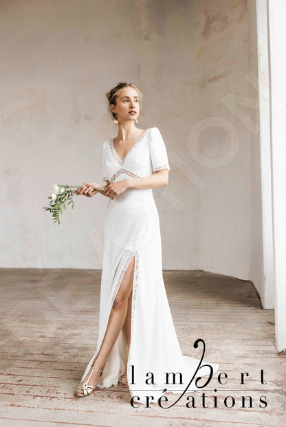 Sierra Open back A-line Short/ Cap sleeve Wedding Dress 5