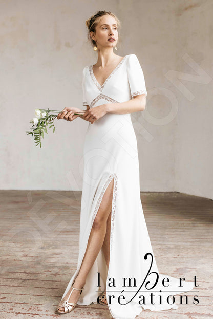 Sierra Open back A-line Short/ Cap sleeve Wedding Dress Front