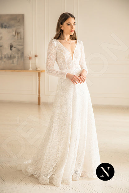 Elliena Open back A-line Long sleeve Wedding Dress 5